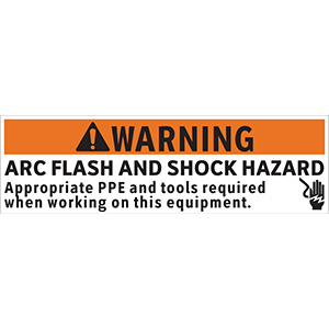 Warning Arc Flash Appropriate PPE and Tools Required Label 