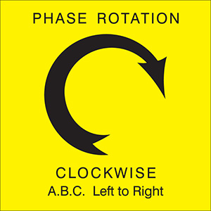 Yellow Clockwise Left to Right Arrow Phase Rotation Label