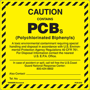 Caution Contains PCBs Contact         Label 