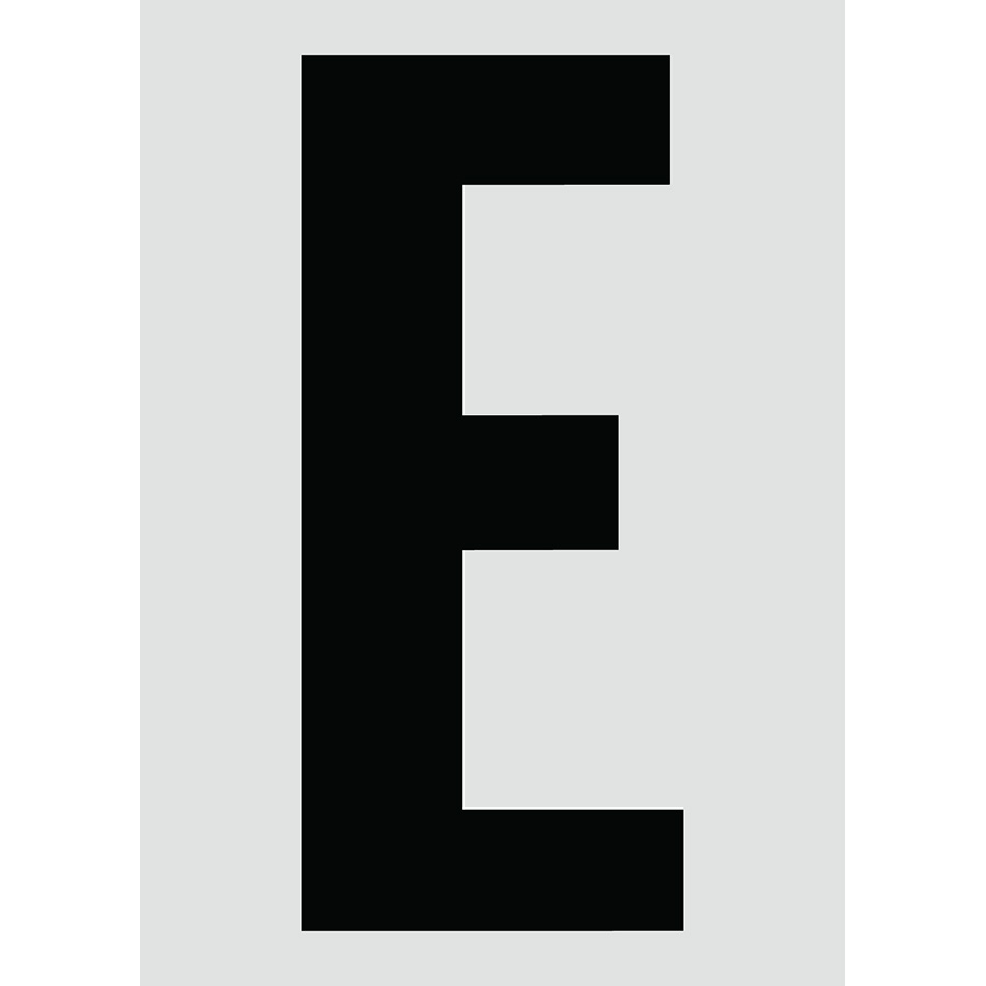 6" Black on Silver Engineer Grade Reflective "E"