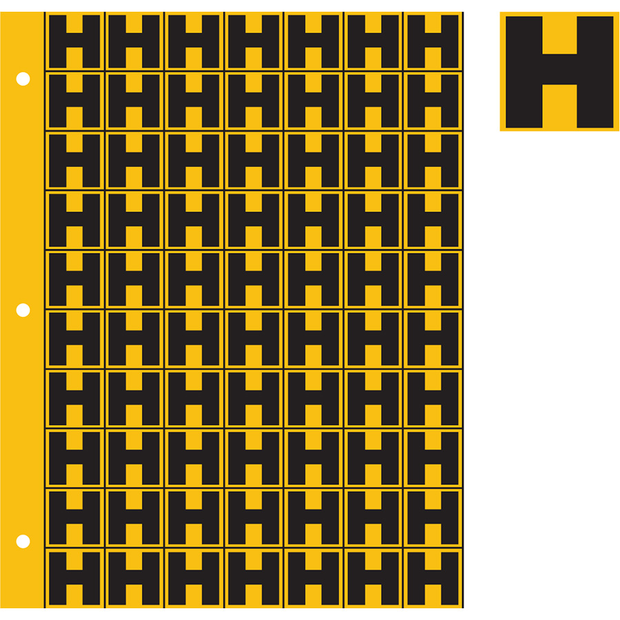 1" Black on Yellow Engineer Grade Reflective "H"
