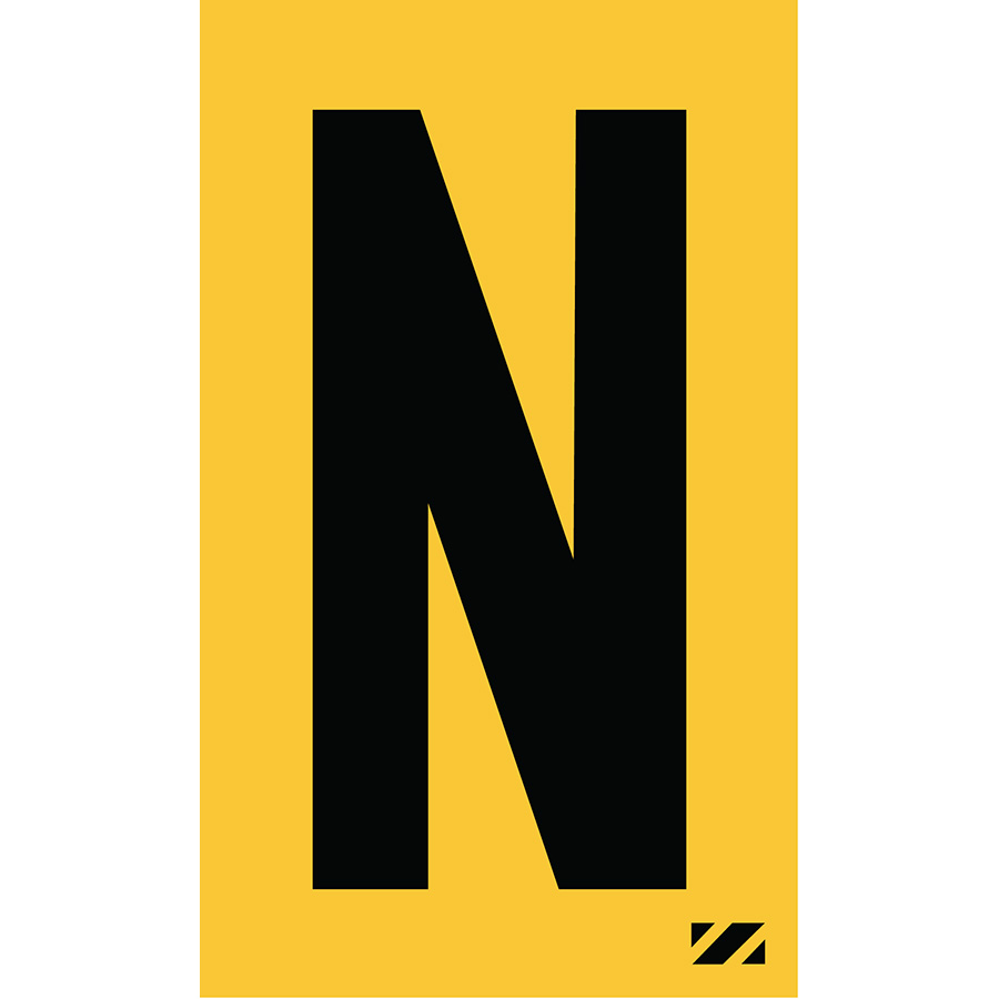 2" Black on Yellow Engineer Grade Reflective "N"