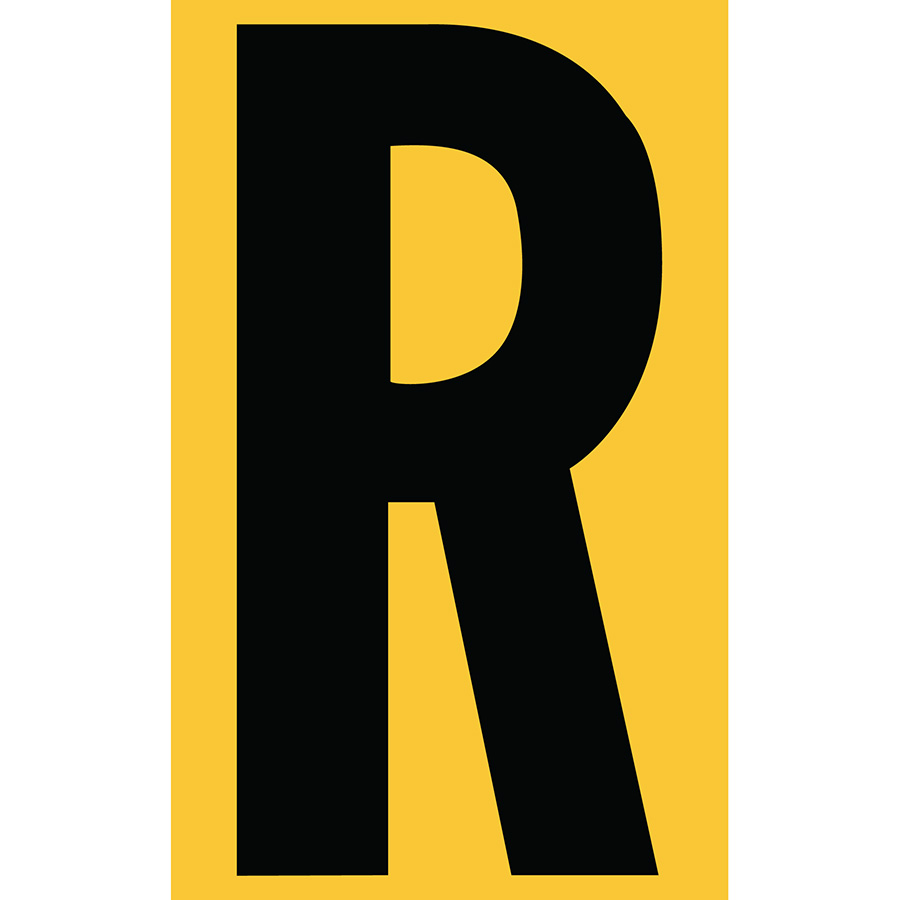3" Black on Yellow Engineer Grade Reflective "R"