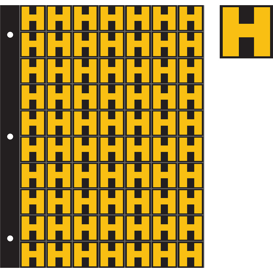 1" Yellow on Black Engineer Grade Reflective "H"