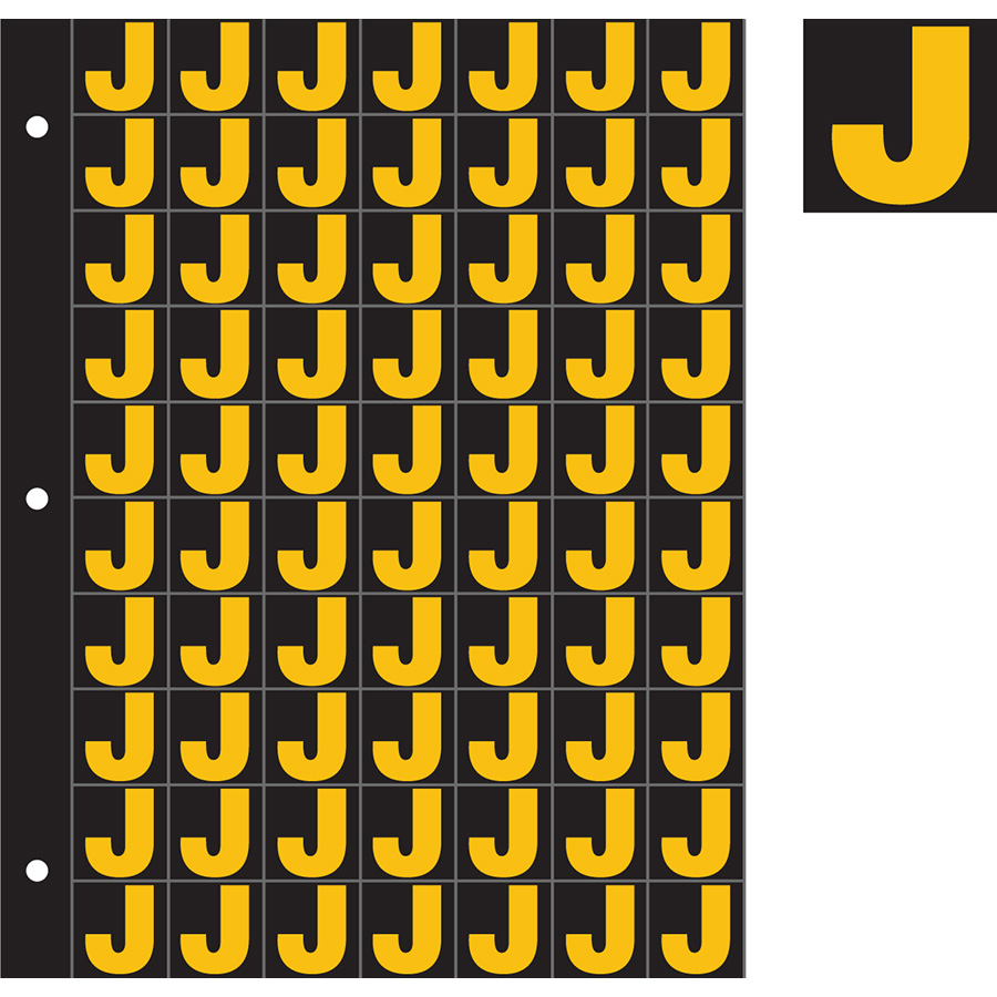 1" Yellow on Black Engineer Grade Reflective "J"