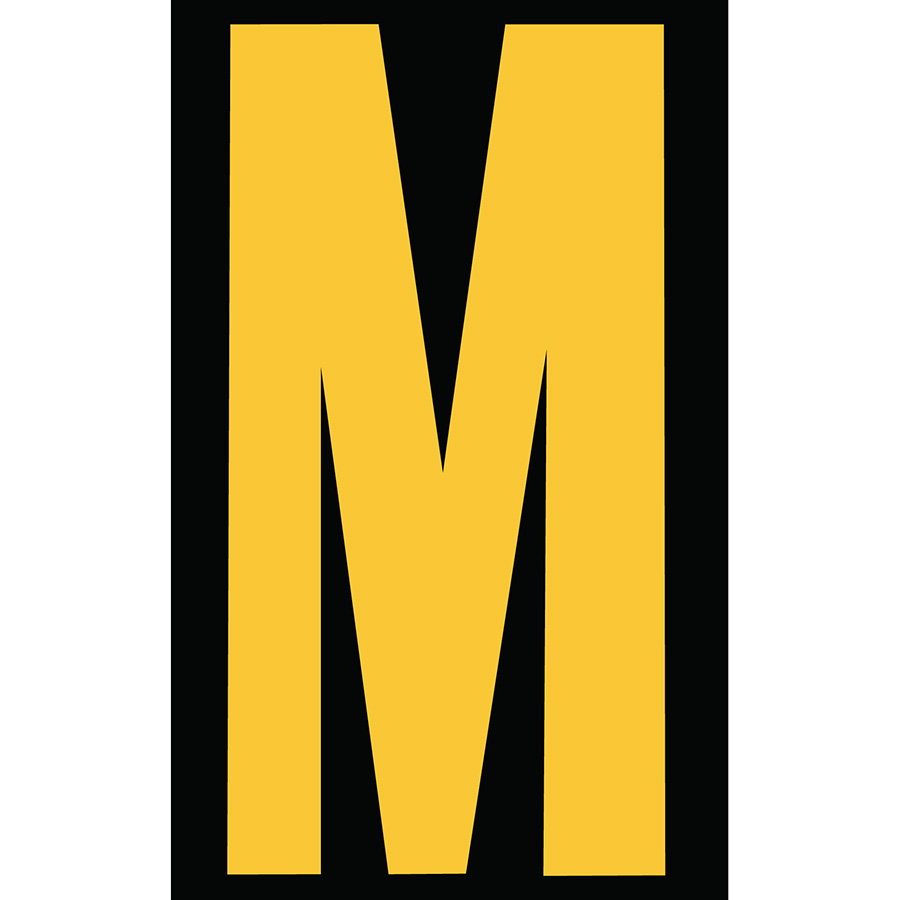 3" Yellow on Black Engineer Grade Reflective "M"