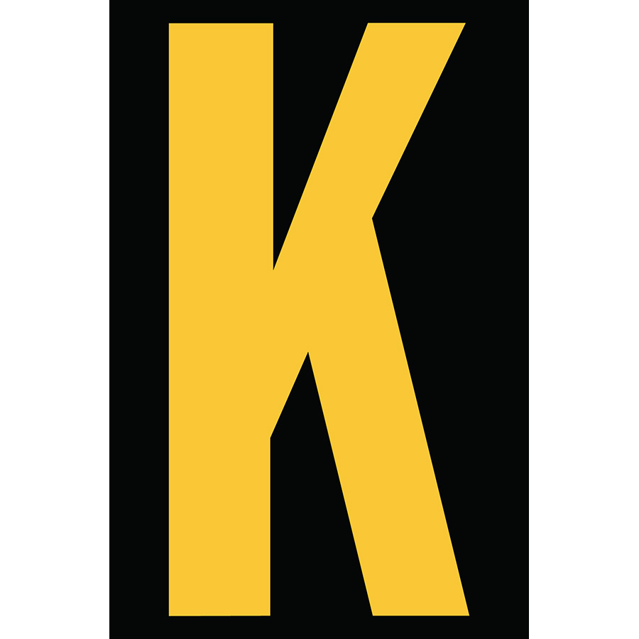 4" Yellow on Black Engineer Grade Reflective "K"