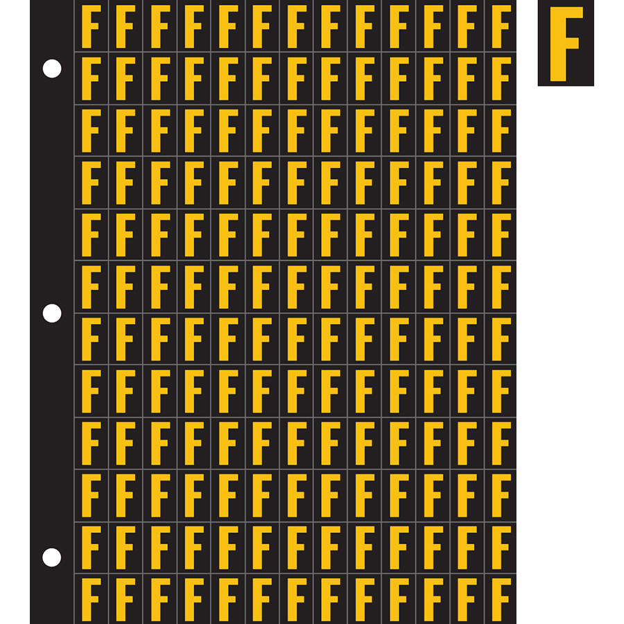 0.78" Yellow on Black Engineer Grade Reflective "F"