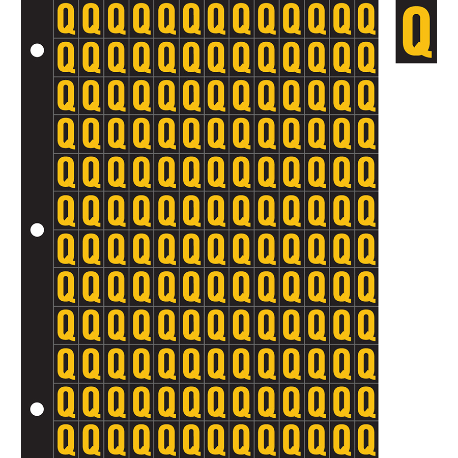 0.78" Yellow on Black Engineer Grade Reflective "Q"