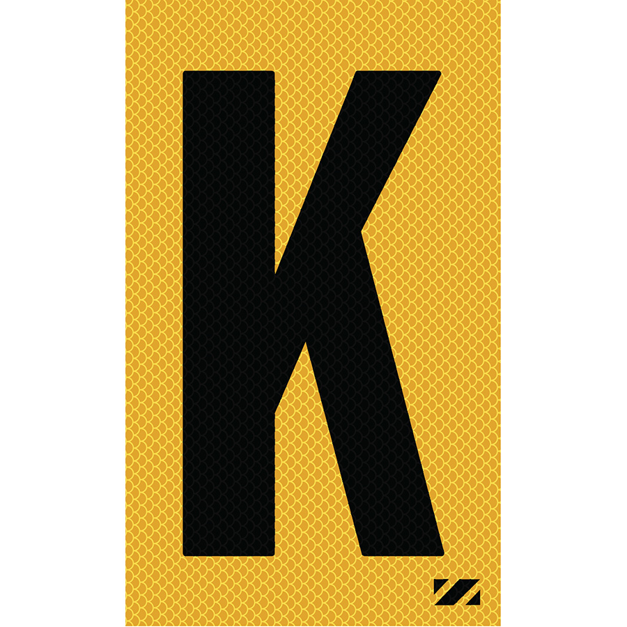 2" Black on Yellow High Intensity Reflective "K"