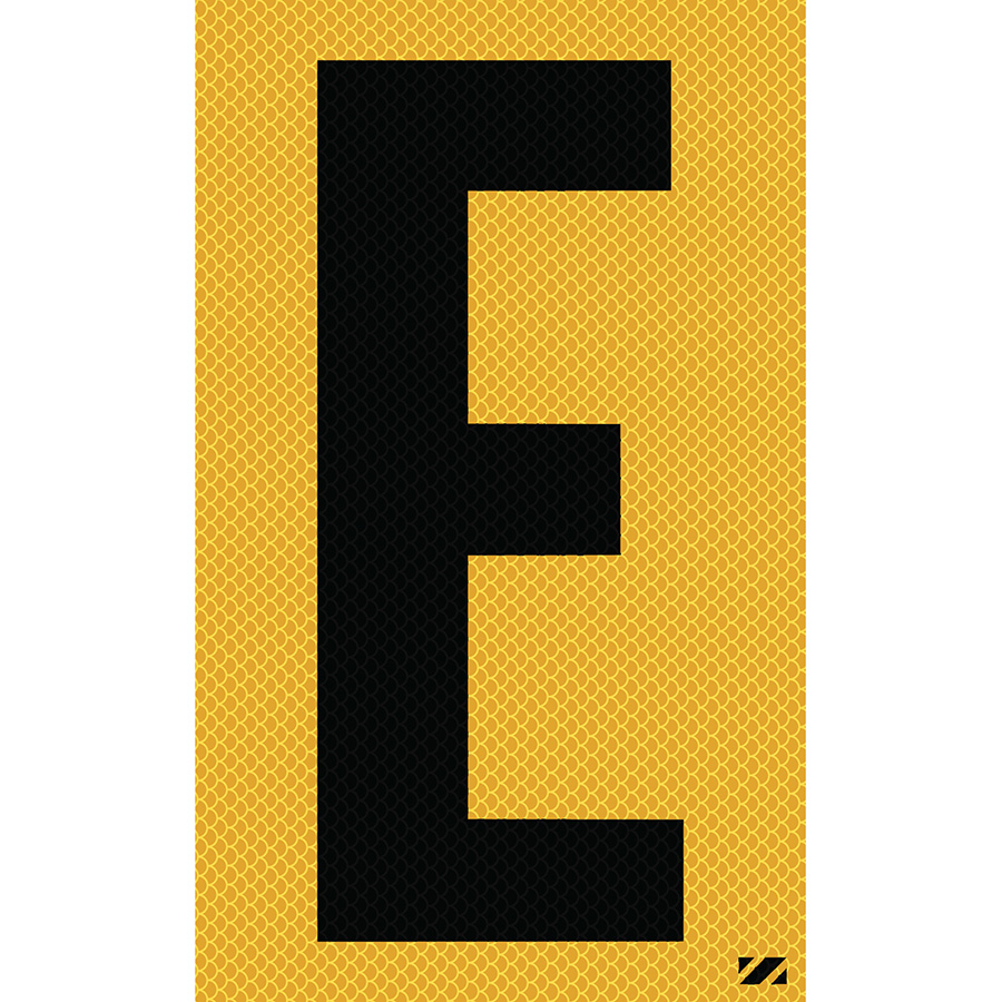 2.5" Black on Yellow High Intensity Reflective "E"