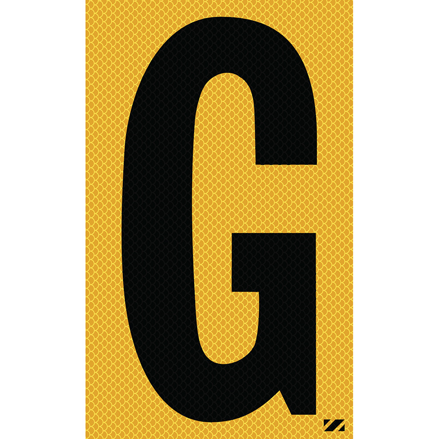 2.5" Black on Yellow High Intensity Reflective "G"