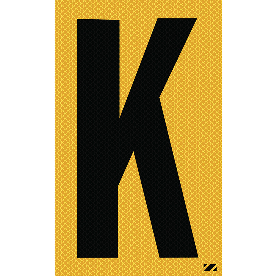 2.5" Black on Yellow High Intensity Reflective "K"
