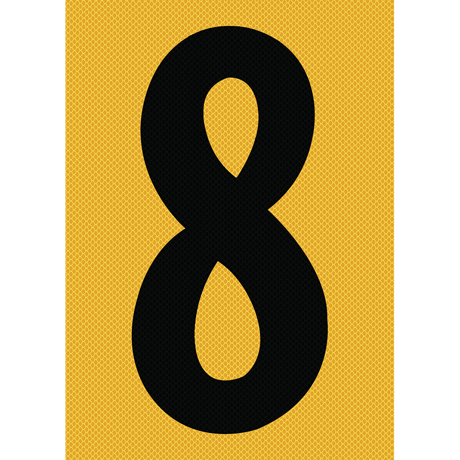 6" Black on Yellow High Intensity Reflective "8"