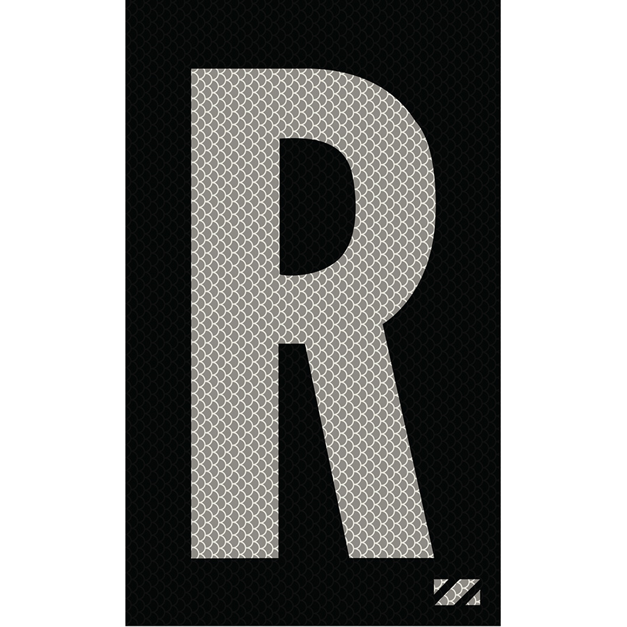 2" Silver on Black High Intensity Reflective "R"