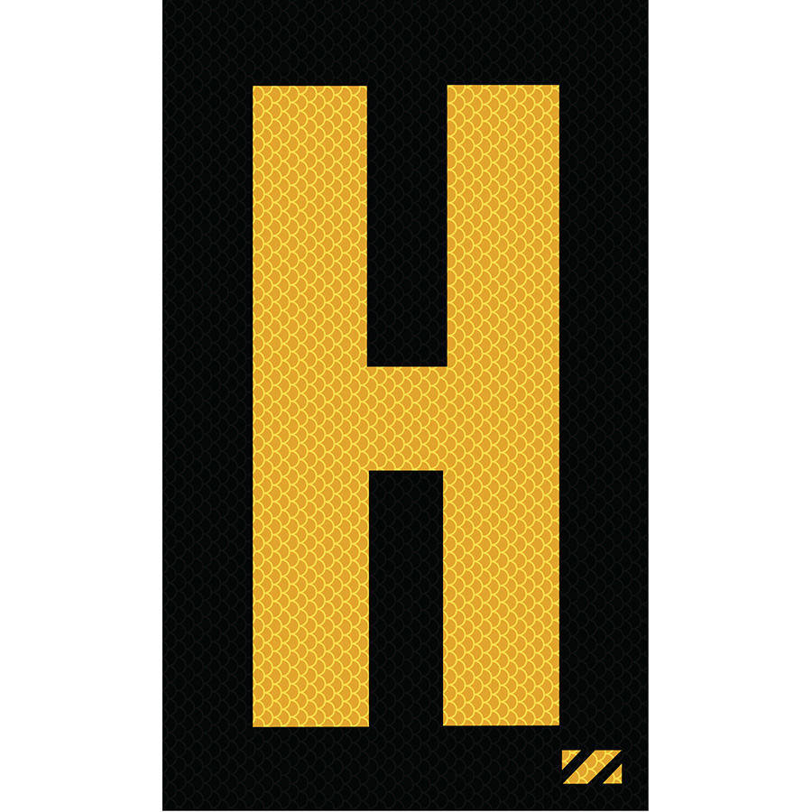 2" Yellow on Black High Intensity Reflective "H"