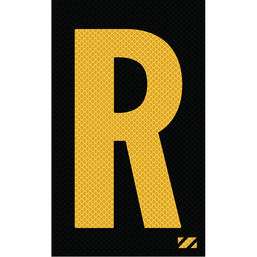 2" Yellow on Black High Intensity Reflective "R"