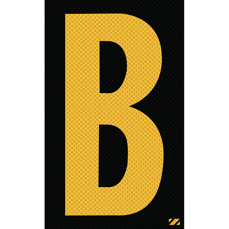 2.5" Yellow on Black High Intensity Reflective "B"