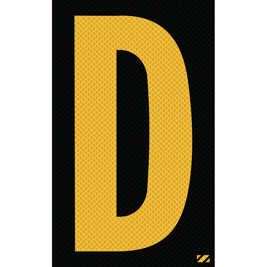 2.5" Yellow on Black High Intensity Reflective "D"