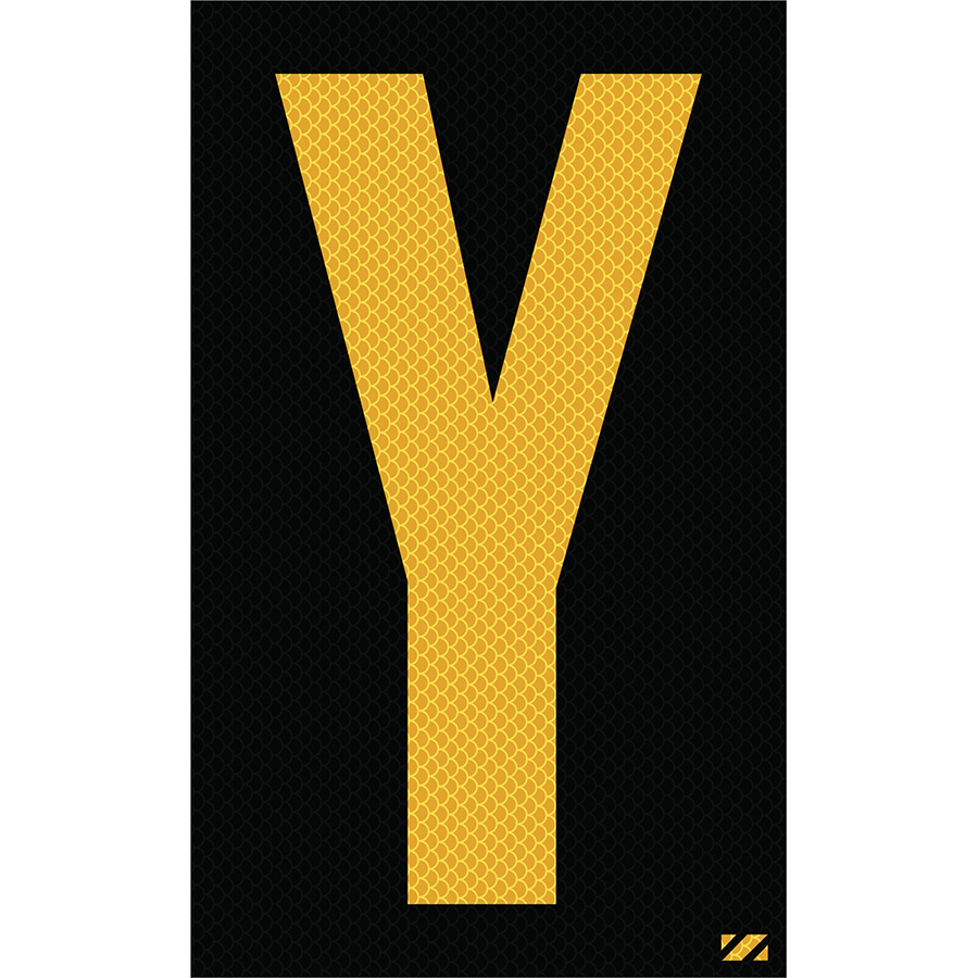2.5" Yellow on Black High Intensity Reflective "Y"