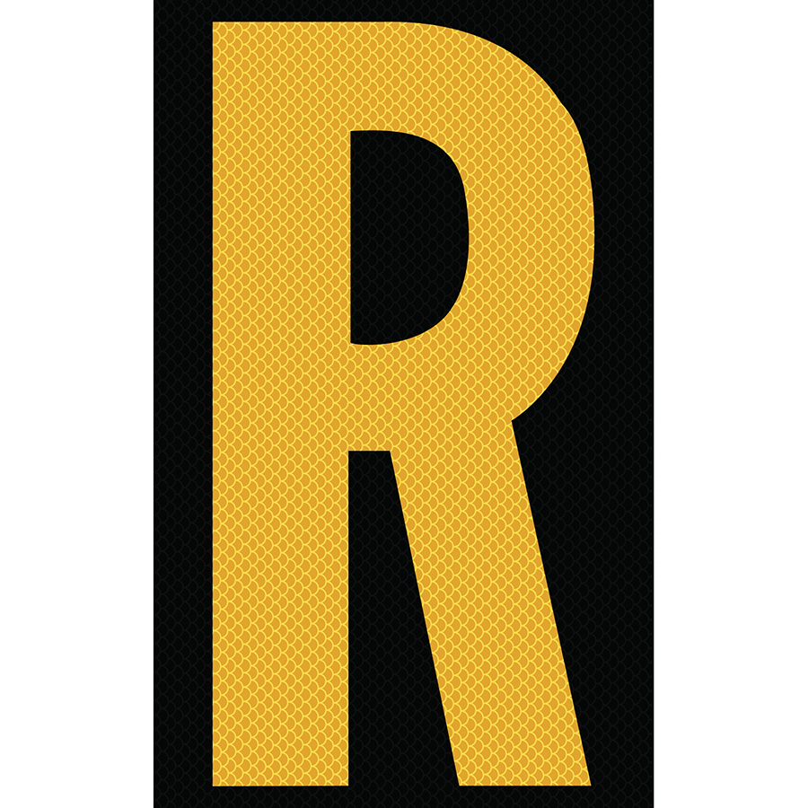 3" Yellow on Black High Intensity Reflective "R"