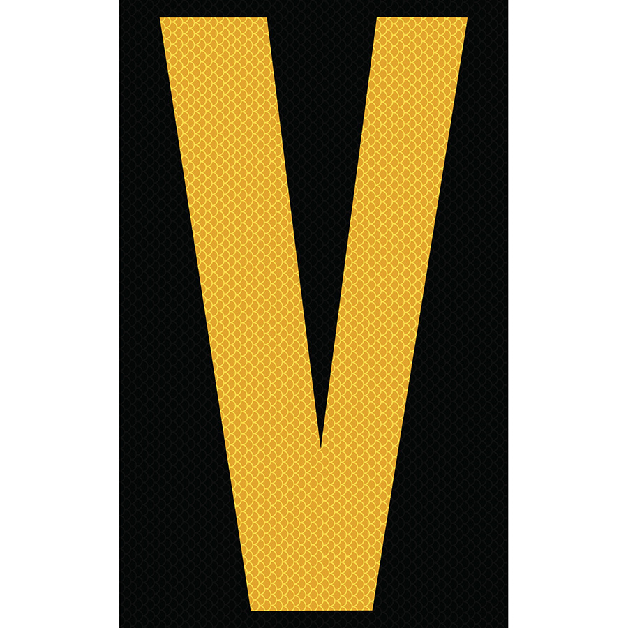 3" Yellow on Black High Intensity Reflective "V"