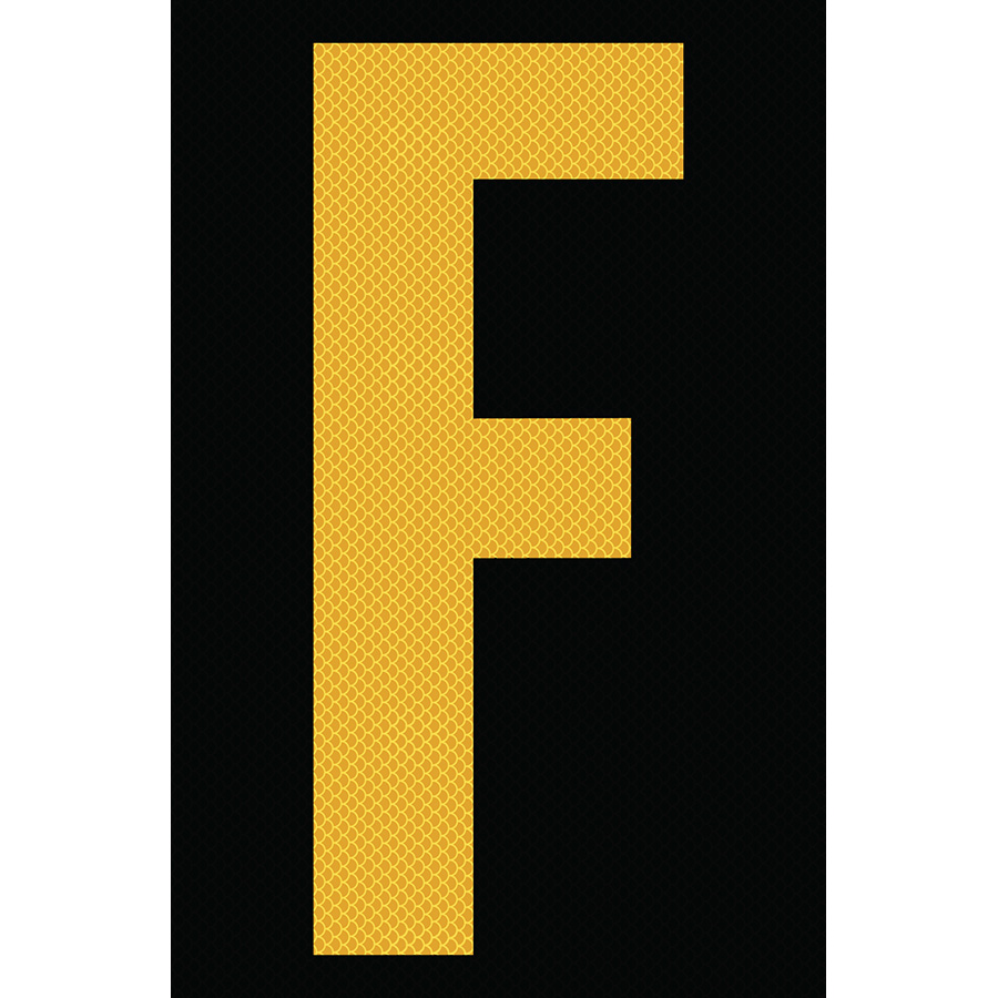 4" Yellow on Black High Intensity Reflective "F"
