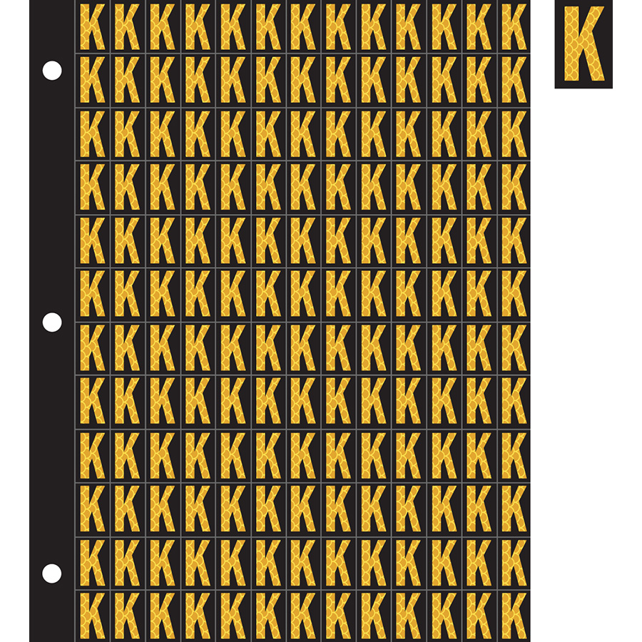 0.78" Yellow on Black High Intensity Reflective "K"