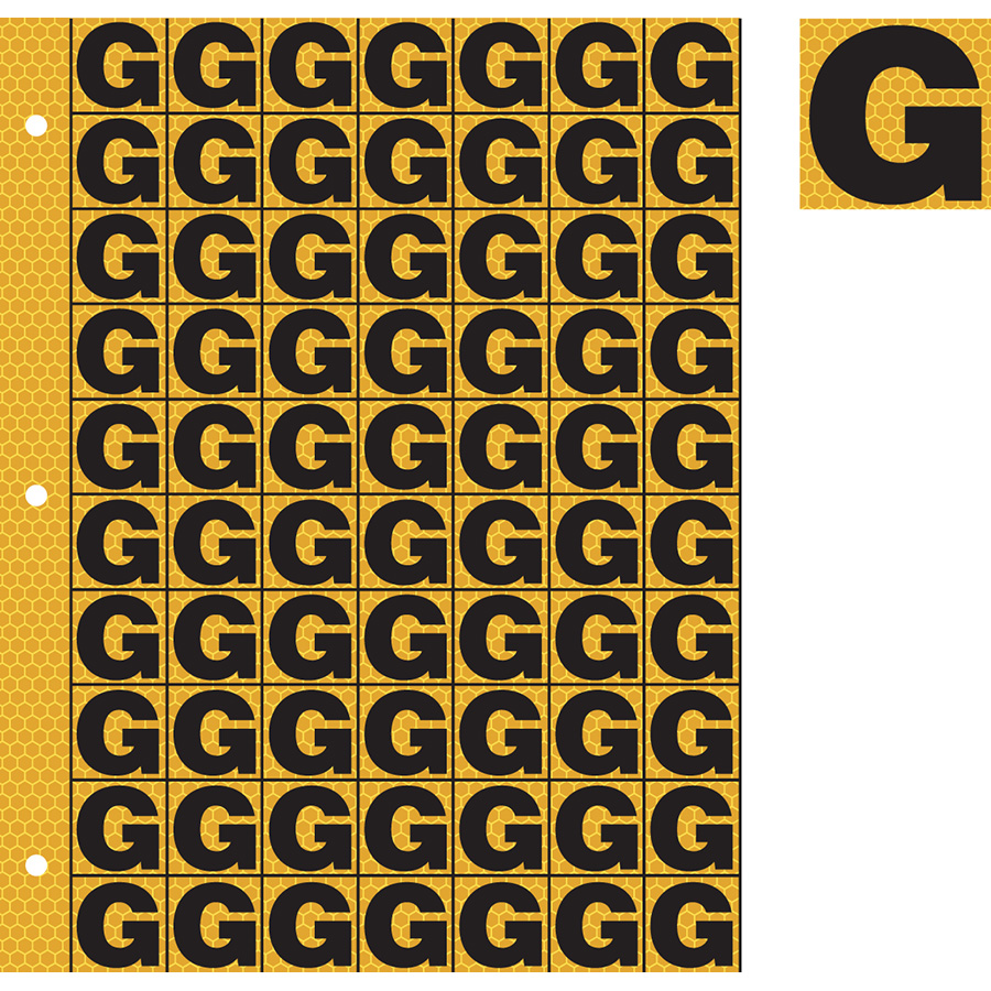 1" Black on Yellow SunBright® Reflective "G"