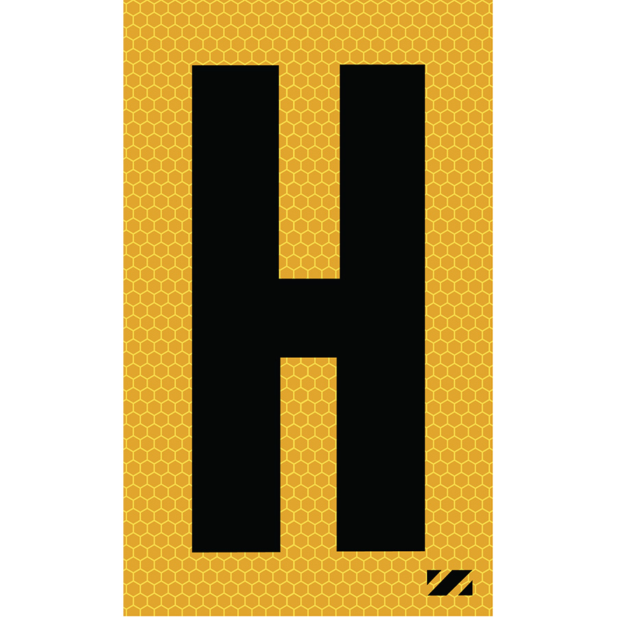 2" Black on Yellow SunBright® Reflective "H"
