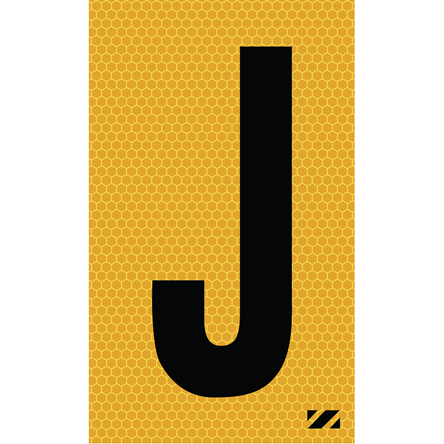 2" Black on Yellow SunBright® Reflective "J"