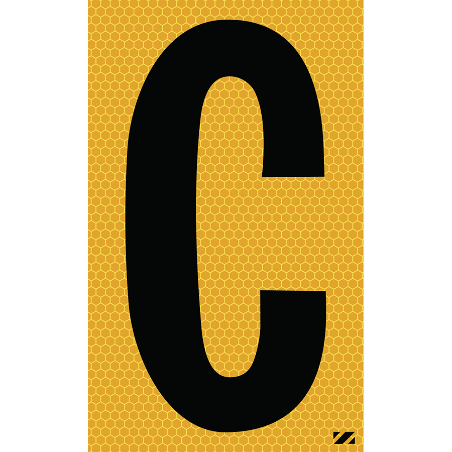 2.5" Black on Yellow SunBright® Reflective "C"