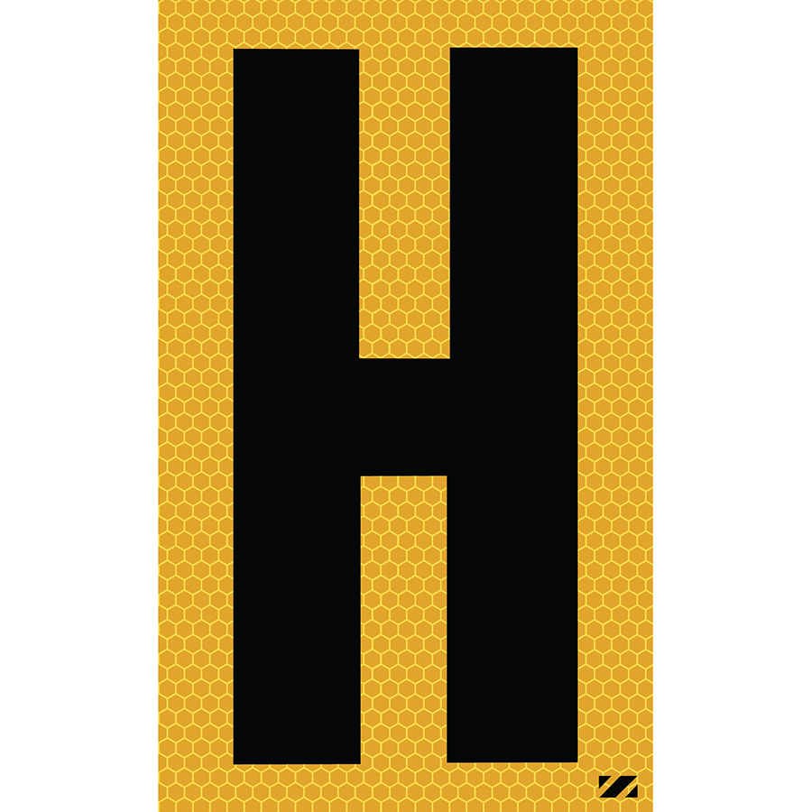 2.5" Black on Yellow SunBright® Reflective "H"