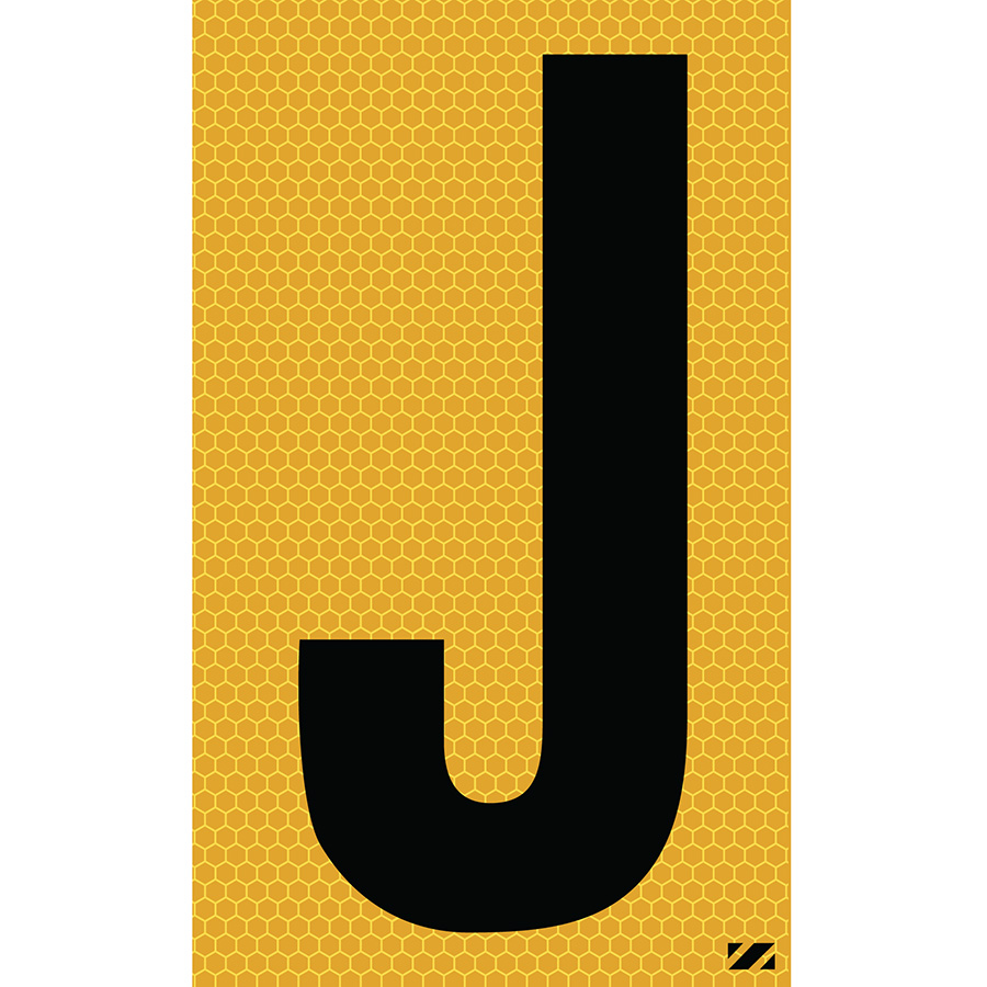 2.5" Black on Yellow SunBright® Reflective "J"