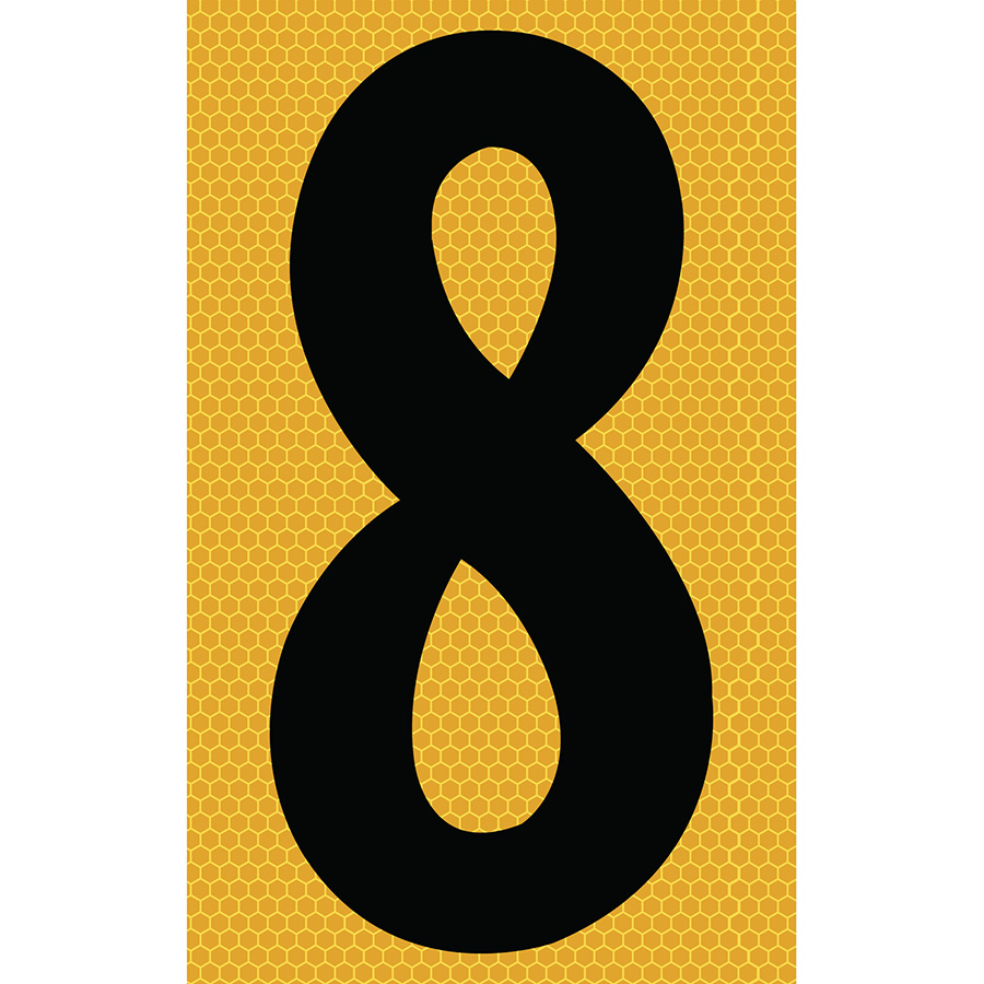 3" Black on Yellow SunBright® Reflective "8"
