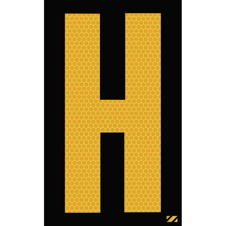2.5" Yellow on Black SunBright® Reflective "H"