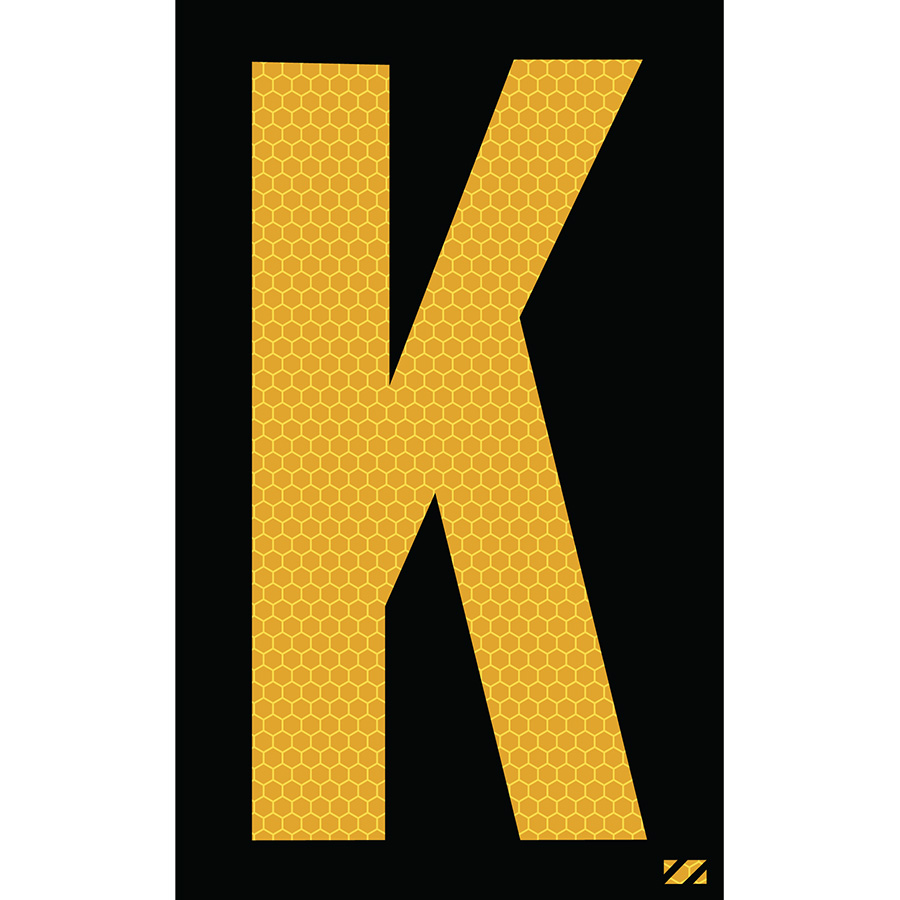 2.5" Yellow on Black SunBright® Reflective "K"