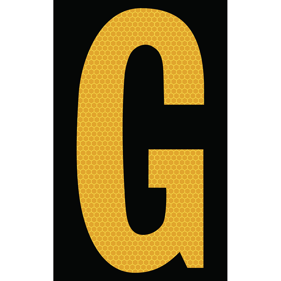 3" Yellow on Black SunBright® Reflective "G"