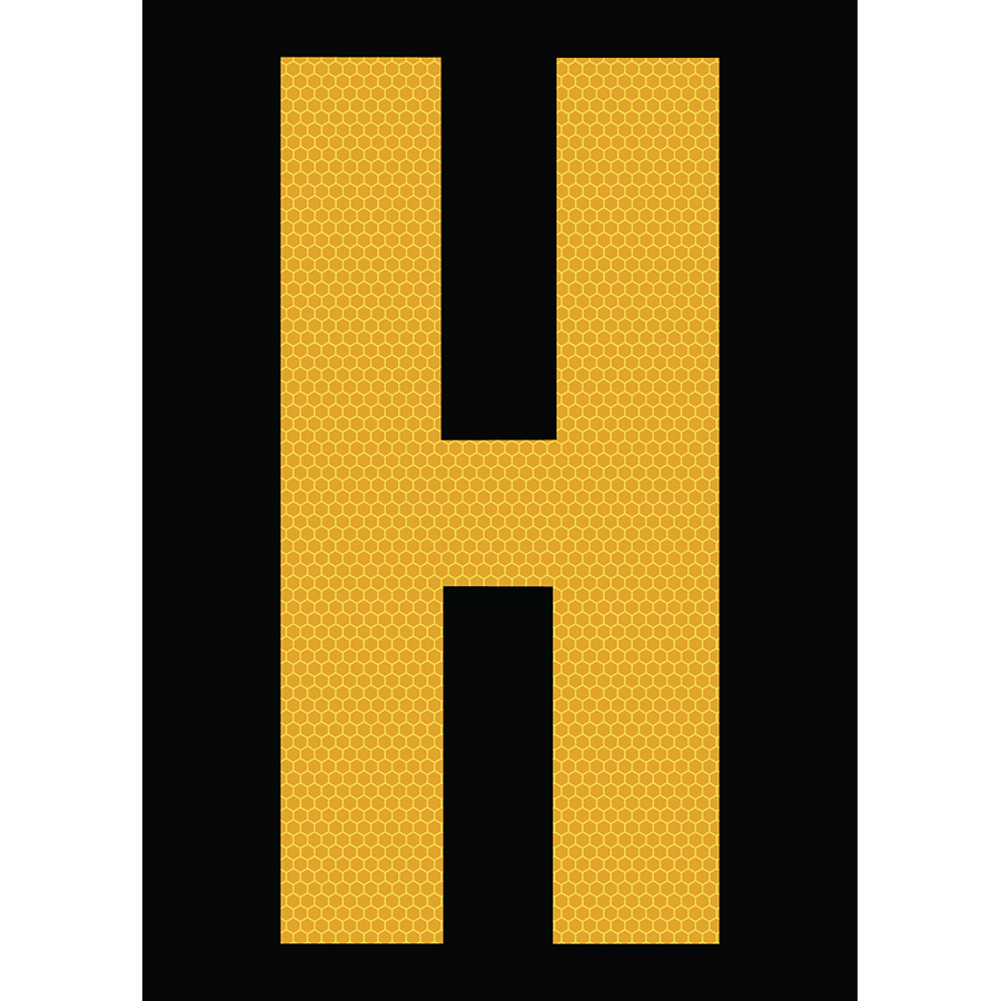 6" Yellow on Black SunBright® Reflective "H"