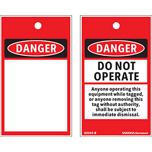 OSHA Danger Do Not Operate Print On-Demand Tag - Center Hole Slot, 200/roll