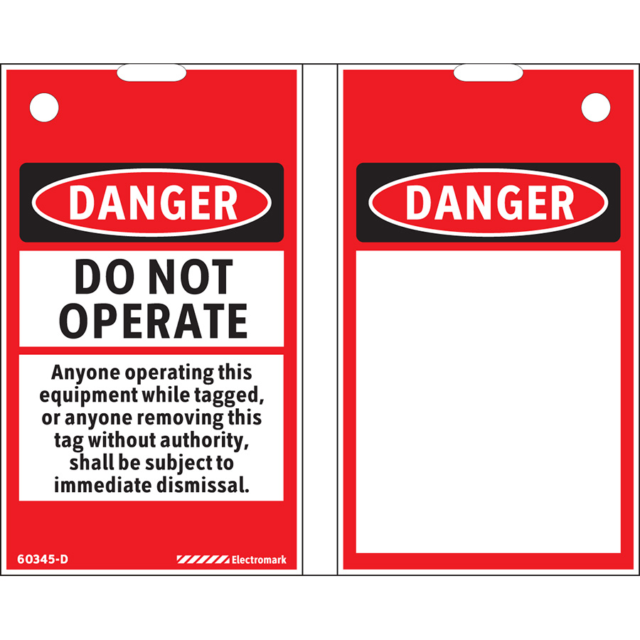 OSHA Danger Do Not Operate Print On-Demand Tag